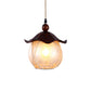 Globe Yellow Crackle Glass Hanging Lamp Traditional 1 Head Corridor Suspension Pendant in Brown with Scalloped Shade Clearhalo 'Ceiling Lights' 'Close To Ceiling Lights' 'Glass shade' 'Glass' 'Pendant Lights' 'Pendants' Lighting' 727895