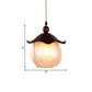 Globe Yellow Crackle Glass Hanging Lamp Traditional 1 Head Corridor Suspension Pendant in Brown with Scalloped Shade Clearhalo 'Ceiling Lights' 'Close To Ceiling Lights' 'Glass shade' 'Glass' 'Pendant Lights' 'Pendants' Lighting' 727897