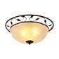 3 Lights Semi Flush Classic Living Room Metal Ceiling Lamp with Bowl White Glass Shade Clearhalo 'Ceiling Lights' 'Close To Ceiling Lights' 'Close to ceiling' 'Flush mount' Lighting' 727900