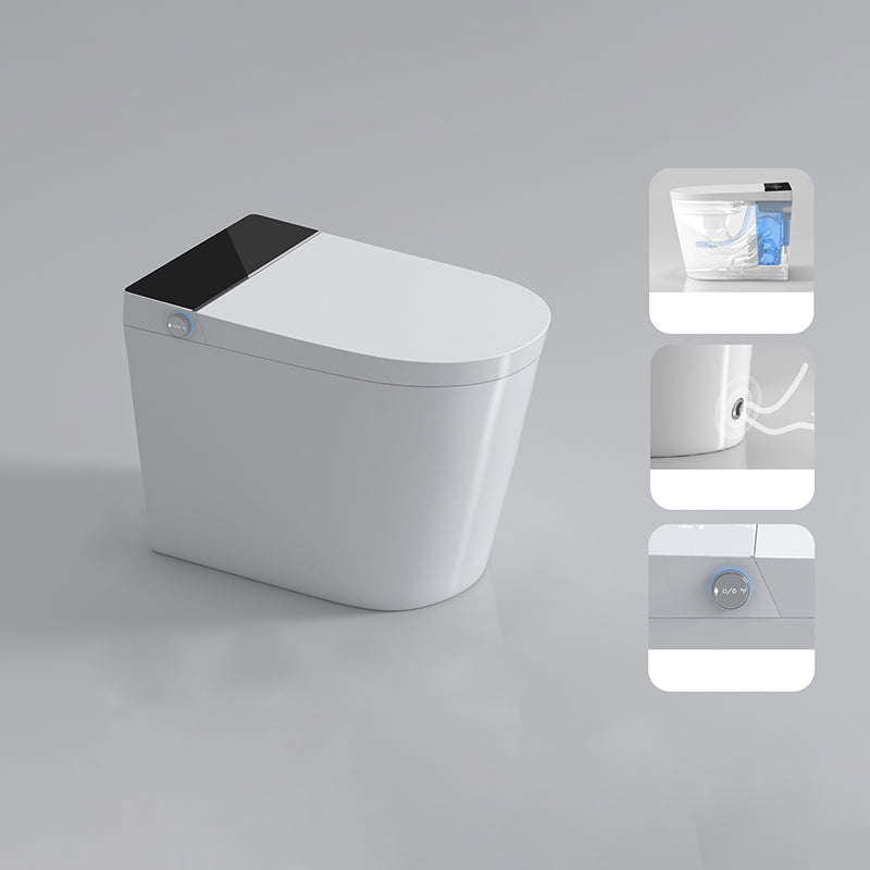 Contemporary Floor Mount Bidet Elongated Dryer Heated Seat Ceramic Foot Sensor Black Manual Flip (Standard) Clearhalo 'Bathroom Remodel & Bathroom Fixtures' 'Bidets' 'Home Improvement' 'home_improvement' 'home_improvement_bidets' 'Toilets & Bidets' 7279025