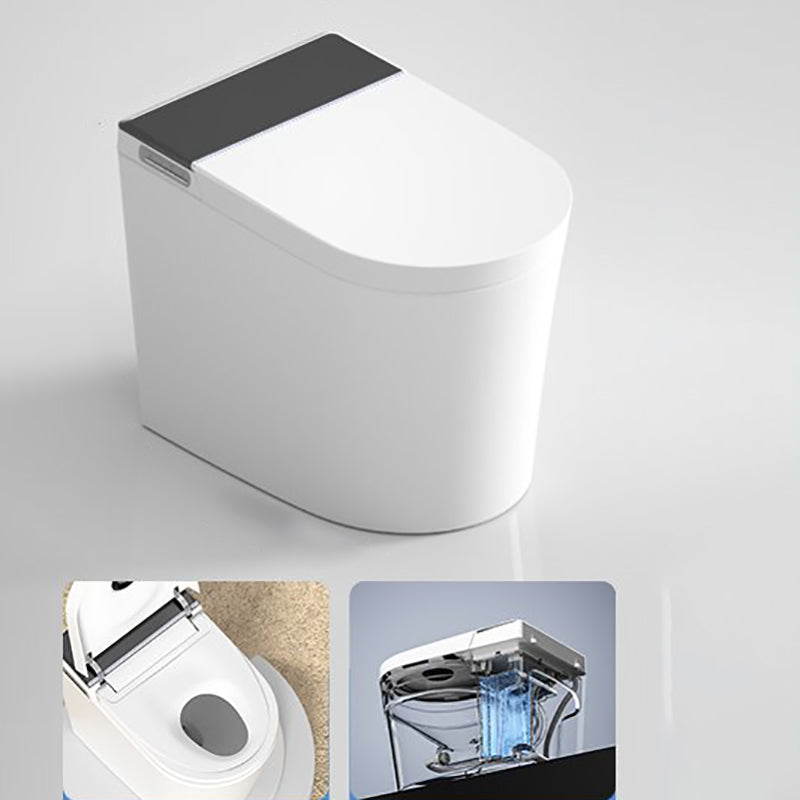 Elongated Bowl Shape Floor Standing Bidet with Heated Seat in White Black White Manual Flip (Standard) Clearhalo 'Bathroom Remodel & Bathroom Fixtures' 'Bidets' 'Home Improvement' 'home_improvement' 'home_improvement_bidets' 'Toilets & Bidets' 7279038