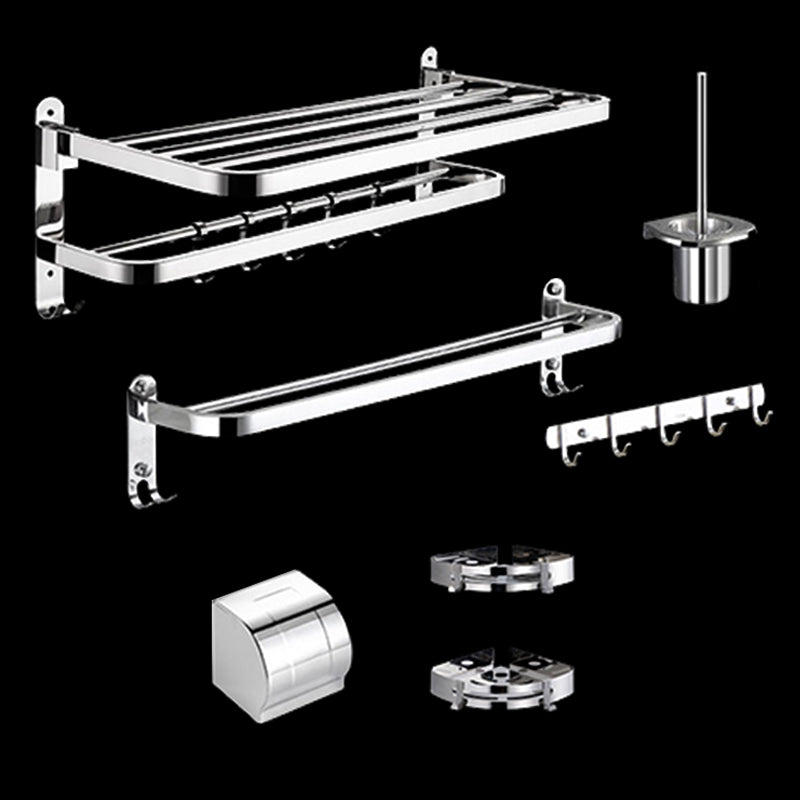 Modern Bathroom Hardware Set Silver Metal Bathroom Accessory 7-Piece Set Clearhalo 'Bathroom Hardware Sets' 'Bathroom Hardware' 'Bathroom Remodel & Bathroom Fixtures' 'bathroom_hardware_sets' 'Home Improvement' 'home_improvement' 'home_improvement_bathroom_hardware_sets' 7279061