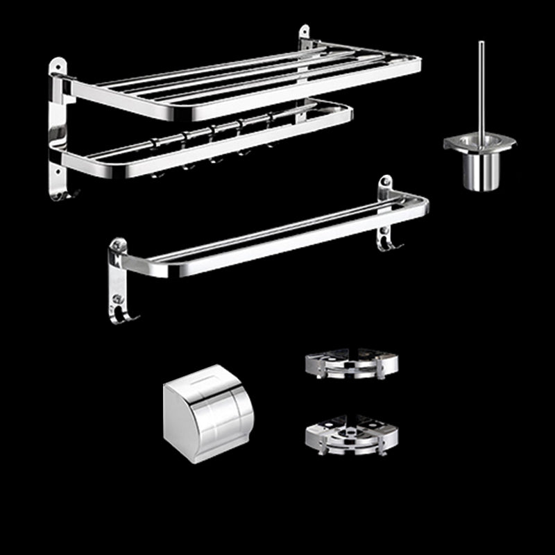 Modern Bathroom Hardware Set Silver Metal Bathroom Accessory 6-Piece Set Clearhalo 'Bathroom Hardware Sets' 'Bathroom Hardware' 'Bathroom Remodel & Bathroom Fixtures' 'bathroom_hardware_sets' 'Home Improvement' 'home_improvement' 'home_improvement_bathroom_hardware_sets' 7279068