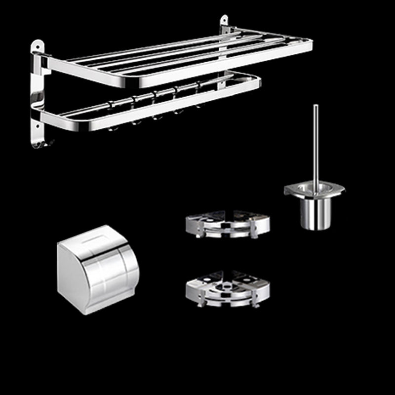 Modern Bathroom Hardware Set Silver Metal Bathroom Accessory 5 piece Set Clearhalo 'Bathroom Hardware Sets' 'Bathroom Hardware' 'Bathroom Remodel & Bathroom Fixtures' 'bathroom_hardware_sets' 'Home Improvement' 'home_improvement' 'home_improvement_bathroom_hardware_sets' 7279070