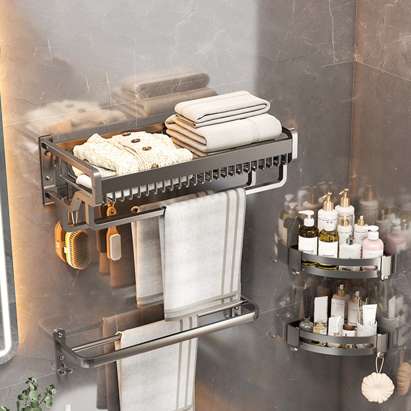 Modern Bathroom Hardware Set Grey Metal Bathroom Accessory Kit Anti-corrosion 4-Piece Set (Towel Bar) Clearhalo 'Bathroom Hardware Sets' 'Bathroom Hardware' 'Bathroom Remodel & Bathroom Fixtures' 'bathroom_hardware_sets' 'Home Improvement' 'home_improvement' 'home_improvement_bathroom_hardware_sets' 7279078