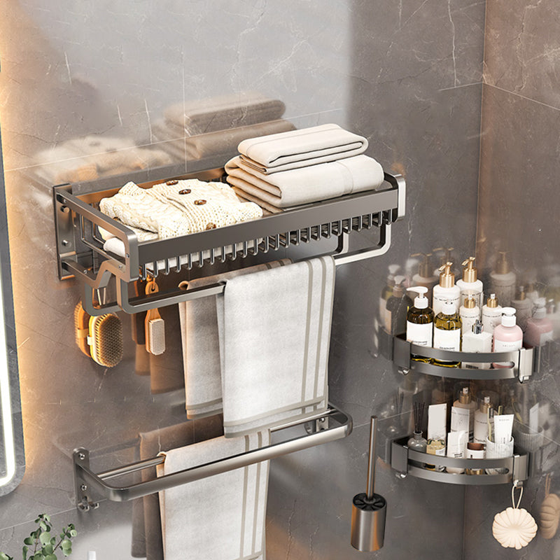 Modern Bathroom Hardware Set Grey Metal Bathroom Accessory Kit Anti-corrosion 5-Piece Set (Toilet Brush) Clearhalo 'Bathroom Hardware Sets' 'Bathroom Hardware' 'Bathroom Remodel & Bathroom Fixtures' 'bathroom_hardware_sets' 'Home Improvement' 'home_improvement' 'home_improvement_bathroom_hardware_sets' 7279081