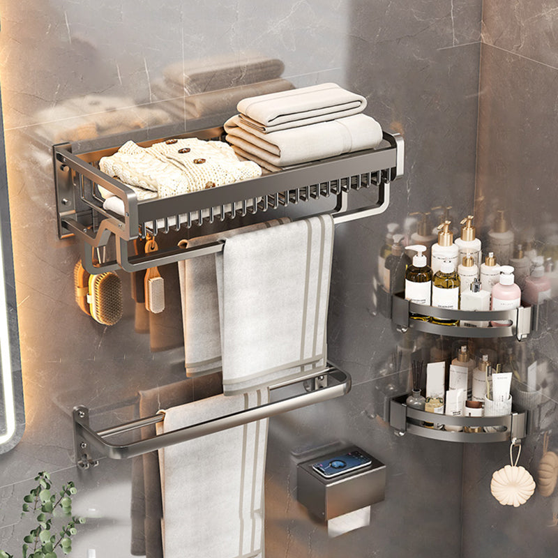 Modern Bathroom Hardware Set Grey Metal Bathroom Accessory Kit Anti-corrosion 5-Piece Set (Toilet Paper Holder) Clearhalo 'Bathroom Hardware Sets' 'Bathroom Hardware' 'Bathroom Remodel & Bathroom Fixtures' 'bathroom_hardware_sets' 'Home Improvement' 'home_improvement' 'home_improvement_bathroom_hardware_sets' 7279083