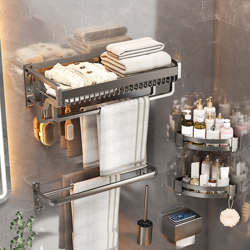 Modern Bathroom Hardware Set Grey Metal Bathroom Accessory Kit Anti-corrosion 6-Piece Set (Towel Bar) Clearhalo 'Bathroom Hardware Sets' 'Bathroom Hardware' 'Bathroom Remodel & Bathroom Fixtures' 'bathroom_hardware_sets' 'Home Improvement' 'home_improvement' 'home_improvement_bathroom_hardware_sets' 7279090