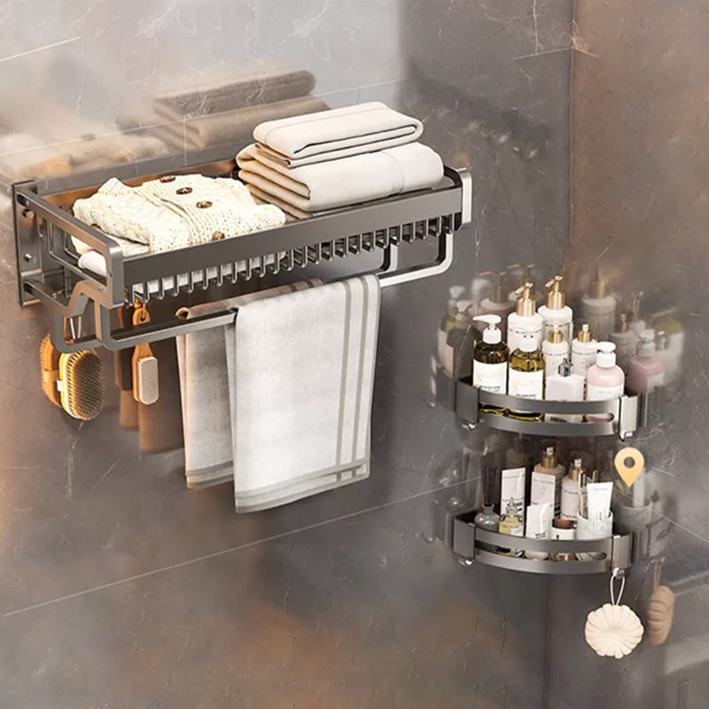 Modern Bathroom Hardware Set Grey Metal Bathroom Accessory Kit Anti-corrosion 3-Piece Set (Triangle Bath Shelf) Clearhalo 'Bathroom Hardware Sets' 'Bathroom Hardware' 'Bathroom Remodel & Bathroom Fixtures' 'bathroom_hardware_sets' 'Home Improvement' 'home_improvement' 'home_improvement_bathroom_hardware_sets' 7279092