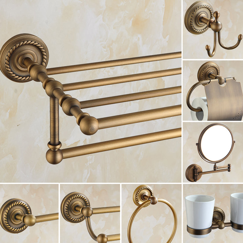 Traditional Bathroom Hardware Set Gold Metal Bathroom Accessory Kit Clearhalo 'Bathroom Hardware Sets' 'Bathroom Hardware' 'Bathroom Remodel & Bathroom Fixtures' 'bathroom_hardware_sets' 'Home Improvement' 'home_improvement' 'home_improvement_bathroom_hardware_sets' 7279102