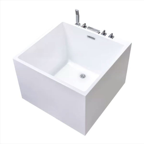 Back to Wall Rectangular Bath Antique Finish Soaking Modern Bath Tub Without Seat Tub with Silver 5-Piece Set Clearhalo 'Bathroom Remodel & Bathroom Fixtures' 'Bathtubs' 'Home Improvement' 'home_improvement' 'home_improvement_bathtubs' 'Showers & Bathtubs' 7279411