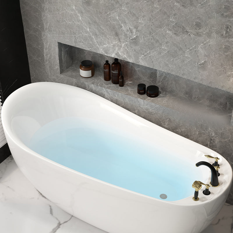 Antique Finish Soaking Modern Bath Stand Alone Oval Bath Tub White Tub with Black 5-Piece Set Clearhalo 'Bathroom Remodel & Bathroom Fixtures' 'Bathtubs' 'Home Improvement' 'home_improvement' 'home_improvement_bathtubs' 'Showers & Bathtubs' 7279422