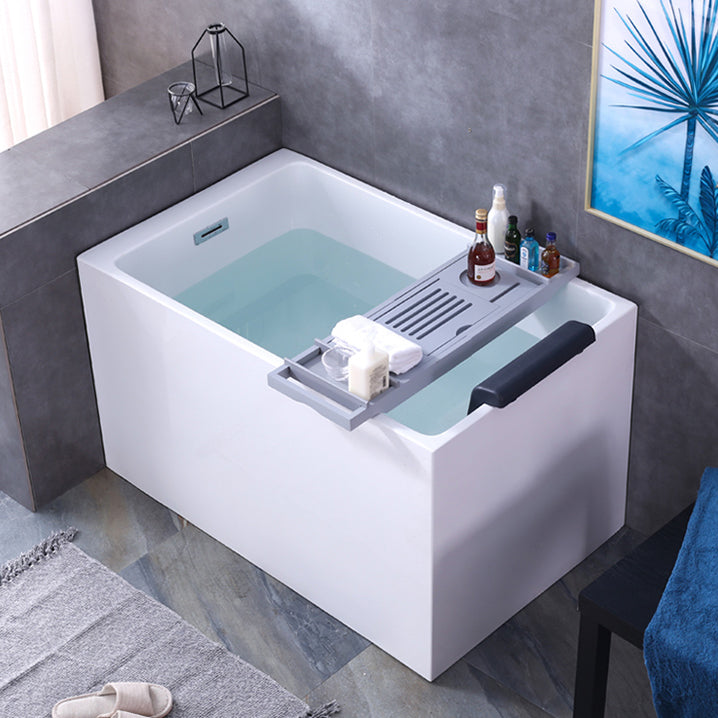 Back to Wall Soaking Tub Rectangular Antique Finish Modern Bath Tub (Board not Included) 43"L x 27"W x 25"H Without Seat Tub with Pillow Clearhalo 'Bathroom Remodel & Bathroom Fixtures' 'Bathtubs' 'Home Improvement' 'home_improvement' 'home_improvement_bathtubs' 'Showers & Bathtubs' 7279434