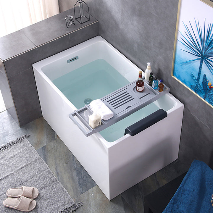 Back to Wall Soaking Tub Rectangular Antique Finish Modern Bath Tub (Board not Included) 51"L x 27"W x 25"H Without Seat Tub with Pillow Clearhalo 'Bathroom Remodel & Bathroom Fixtures' 'Bathtubs' 'Home Improvement' 'home_improvement' 'home_improvement_bathtubs' 'Showers & Bathtubs' 7279436