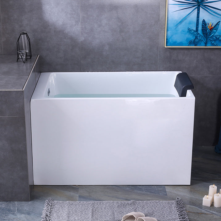 Back to Wall Soaking Tub Rectangular Antique Finish Modern Bath Tub (Board not Included) Tub with Pillow Clearhalo 'Bathroom Remodel & Bathroom Fixtures' 'Bathtubs' 'Home Improvement' 'home_improvement' 'home_improvement_bathtubs' 'Showers & Bathtubs' 7279437