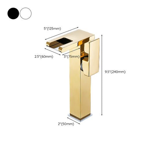 Modern LED Faucet Deck Mounted Waterfall Golden Bathroom Faucet Clearhalo 'Bathroom Remodel & Bathroom Fixtures' 'Bathroom Sink Faucets' 'Bathroom Sinks & Faucet Components' 'bathroom_sink_faucets' 'Home Improvement' 'home_improvement' 'home_improvement_bathroom_sink_faucets' 7279466