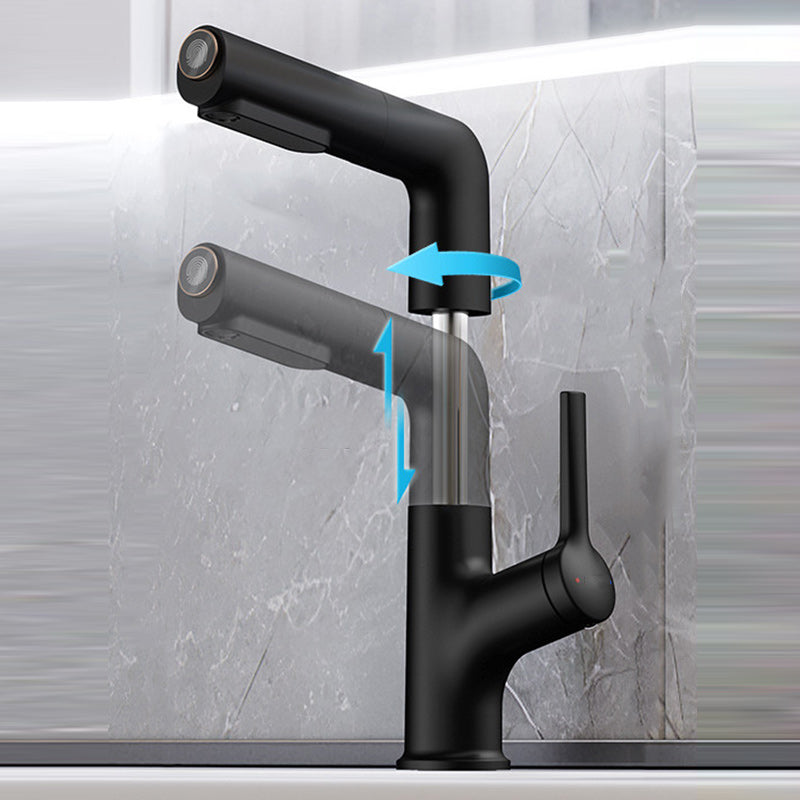 Swivel Spout Bathroom Sink Faucet with Lever Handle Vessel Sink Faucet Black Lift Clearhalo 'Bathroom Remodel & Bathroom Fixtures' 'Bathroom Sink Faucets' 'Bathroom Sinks & Faucet Components' 'bathroom_sink_faucets' 'Home Improvement' 'home_improvement' 'home_improvement_bathroom_sink_faucets' 7279471