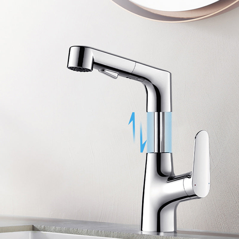 Lever Handles Sink Faucet Single Hole Chrome Brass Bathroom Sink Faucet Clearhalo 'Bathroom Remodel & Bathroom Fixtures' 'Bathroom Sink Faucets' 'Bathroom Sinks & Faucet Components' 'bathroom_sink_faucets' 'Home Improvement' 'home_improvement' 'home_improvement_bathroom_sink_faucets' 7279486