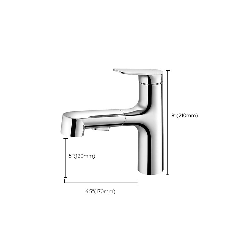 Lever Handles Sink Faucet Single Hole Chrome Brass Bathroom Sink Faucet Clearhalo 'Bathroom Remodel & Bathroom Fixtures' 'Bathroom Sink Faucets' 'Bathroom Sinks & Faucet Components' 'bathroom_sink_faucets' 'Home Improvement' 'home_improvement' 'home_improvement_bathroom_sink_faucets' 7279496