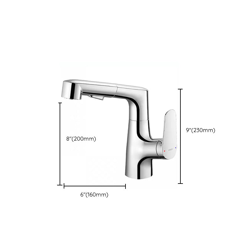 Lever Handles Sink Faucet Single Hole Chrome Brass Bathroom Sink Faucet Clearhalo 'Bathroom Remodel & Bathroom Fixtures' 'Bathroom Sink Faucets' 'Bathroom Sinks & Faucet Components' 'bathroom_sink_faucets' 'Home Improvement' 'home_improvement' 'home_improvement_bathroom_sink_faucets' 7279498