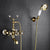 Traditional Style Tub Faucet Copper Wall-mounted Tub Faucet with Hand Shower Gold Blue and White Porcelain with Wall Mounted Clearhalo 'Bathroom Remodel & Bathroom Fixtures' 'Bathtub Faucets' 'bathtub_faucets' 'Home Improvement' 'home_improvement' 'home_improvement_bathtub_faucets' 7279691