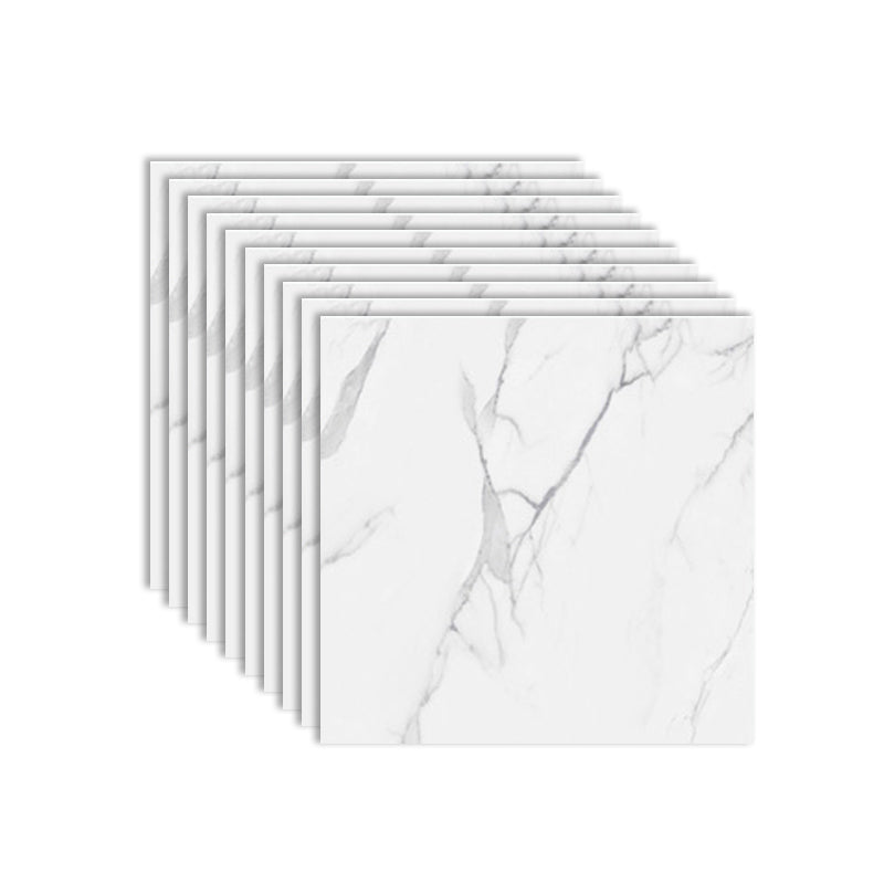 Modern Tile Flooring PVC Peel and Stick Marble Look Mildew Resistant Vinyl Tile White Clearhalo 'Flooring 'Home Improvement' 'home_improvement' 'home_improvement_vinyl_flooring' 'Vinyl Flooring' 'vinyl_flooring' Walls and Ceiling' 7279903