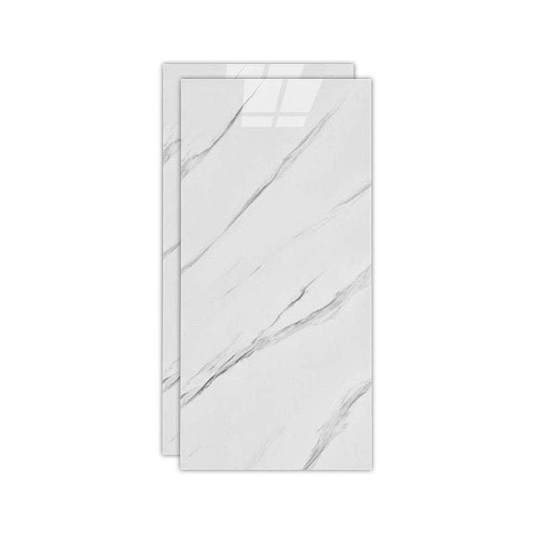 Floor Wall Tile Marble Pattern Wallpaper Rectangular Bathroom Kitchen Wallpaper Gloss White 1' x 2' Clearhalo 'Flooring 'Home Improvement' 'home_improvement' 'home_improvement_peel_stick_blacksplash' 'Peel & Stick Backsplash Tile' 'peel_stick_blacksplash' 'Walls & Ceilings' Walls and Ceiling' 7279950