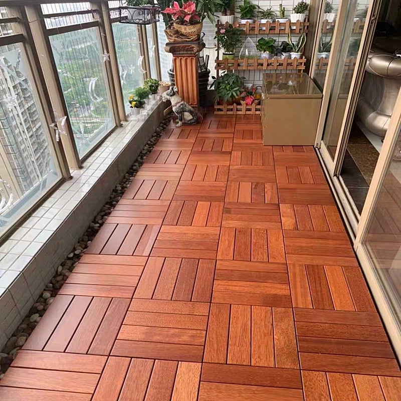 Modern Style Square Wood Flooring Anti-corrosion Outdoor Wood Flooring 12"L x 12"W x 1"H Brown Clearhalo 'Flooring 'Hardwood Flooring' 'hardwood_flooring' 'Home Improvement' 'home_improvement' 'home_improvement_hardwood_flooring' Walls and Ceiling' 7280093