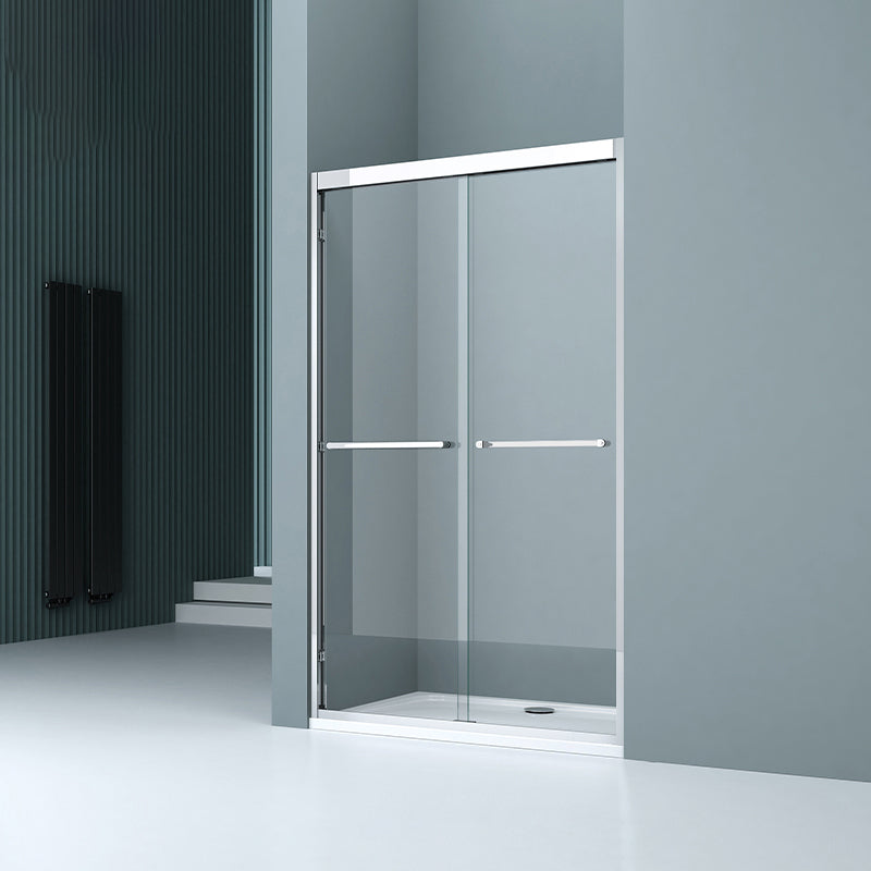 Transparent Double Shower Bath Door Metal Framed Glass Shower Door Silver Clearhalo 'Bathroom Remodel & Bathroom Fixtures' 'Home Improvement' 'home_improvement' 'home_improvement_shower_tub_doors' 'Shower and Tub Doors' 'shower_tub_doors' 'Showers & Bathtubs' 7280209