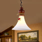Opal Glass Brown Suspension Lamp Flared 1 Light Rustic Style Pendant Ceiling Light with Wooden Cap Clearhalo 'Ceiling Lights' 'Pendant Lights' 'Pendants' Lighting' 728044