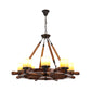 Marble/Clear Glass Brown Chandelier Cylinder 6/8 Lights Traditional Rope Pendant Lamp with Wood Rudder Design Clearhalo 'Ceiling Lights' 'Chandeliers' Lighting' options 728105