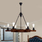 6 Lights Rudder Chandelier Light Fixture Country Brown Wood Ceiling Fixture with Bare Bulb Design for Bedroom Clearhalo 'Ceiling Lights' 'Chandeliers' Lighting' options 728127