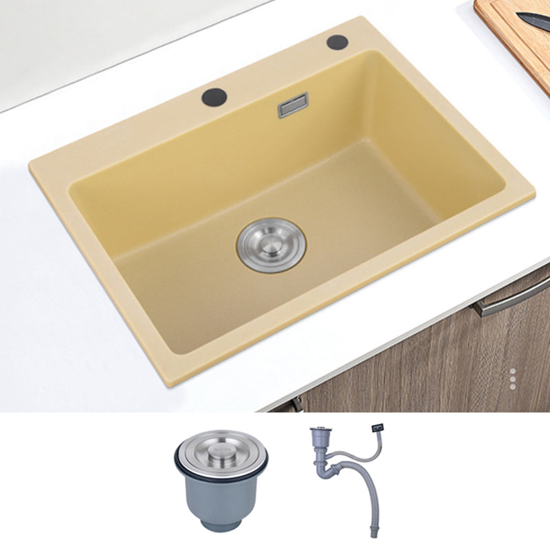Quartz Kitchen Sink Yellow Single Bowl Kitchen Sink with Drain Assembly Sink Only None Clearhalo 'Home Improvement' 'home_improvement' 'home_improvement_kitchen_sinks' 'Kitchen Remodel & Kitchen Fixtures' 'Kitchen Sinks & Faucet Components' 'Kitchen Sinks' 'kitchen_sinks' 7281336