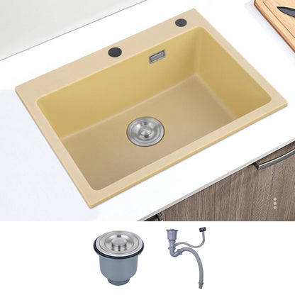 Quartz Kitchen Sink Yellow Single Bowl Kitchen Sink with Drain Assembly Sink Only None Clearhalo 'Home Improvement' 'home_improvement' 'home_improvement_kitchen_sinks' 'Kitchen Remodel & Kitchen Fixtures' 'Kitchen Sinks & Faucet Components' 'Kitchen Sinks' 'kitchen_sinks' 7281336