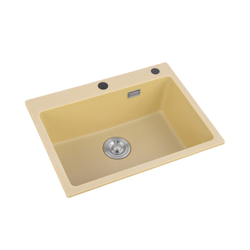 Quartz Kitchen Sink Yellow Single Bowl Kitchen Sink with Drain Assembly Clearhalo 'Home Improvement' 'home_improvement' 'home_improvement_kitchen_sinks' 'Kitchen Remodel & Kitchen Fixtures' 'Kitchen Sinks & Faucet Components' 'Kitchen Sinks' 'kitchen_sinks' 7281342