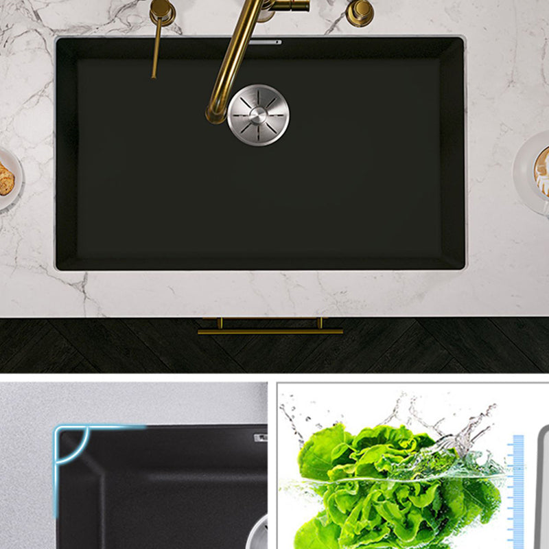 Single Basin Kitchen Sink Quartz Kitchen Sink with Drain Strainer Kit Clearhalo 'Home Improvement' 'home_improvement' 'home_improvement_kitchen_sinks' 'Kitchen Remodel & Kitchen Fixtures' 'Kitchen Sinks & Faucet Components' 'Kitchen Sinks' 'kitchen_sinks' 7281378