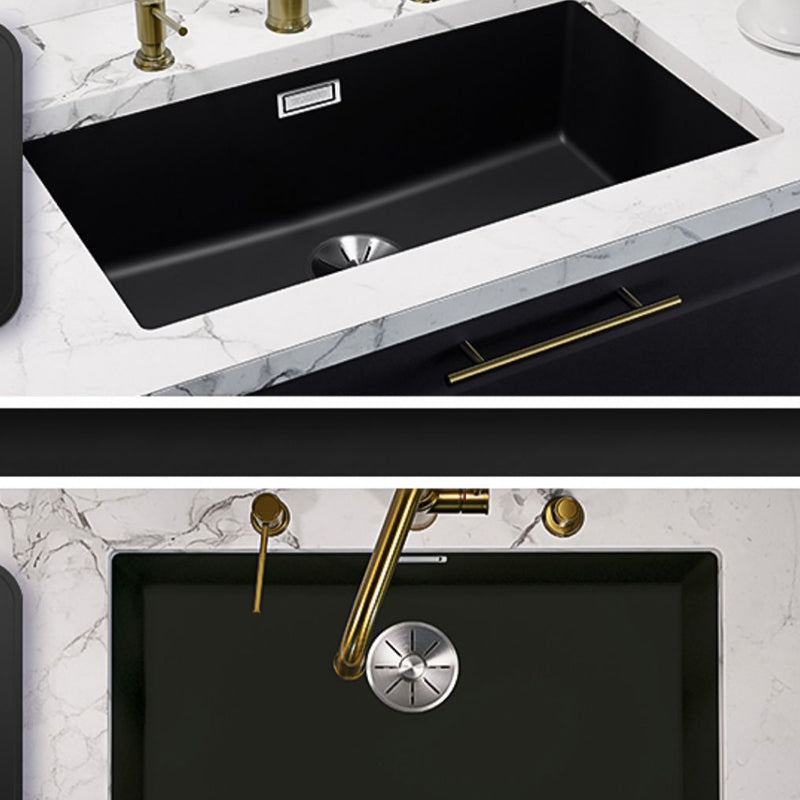 Single Basin Kitchen Sink Quartz Kitchen Sink with Drain Strainer Kit Clearhalo 'Home Improvement' 'home_improvement' 'home_improvement_kitchen_sinks' 'Kitchen Remodel & Kitchen Fixtures' 'Kitchen Sinks & Faucet Components' 'Kitchen Sinks' 'kitchen_sinks' 7281380