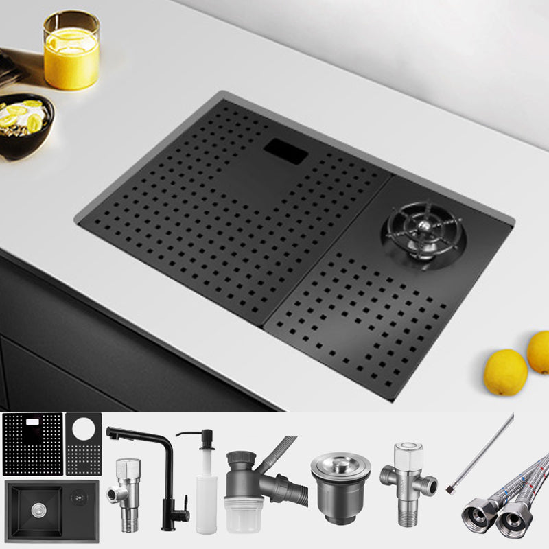 Stainless Steel Bar Sink Undermount Kitchen Sink with Drain Assembly Sink with Faucet Seven Character Pumping Double Tap for Water Purification Clearhalo 'Home Improvement' 'home_improvement' 'home_improvement_kitchen_sinks' 'Kitchen Remodel & Kitchen Fixtures' 'Kitchen Sinks & Faucet Components' 'Kitchen Sinks' 'kitchen_sinks' 7281392