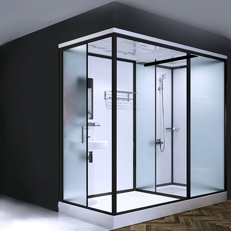 Framed Tempered Glass Shower Stall with Back Wall Panel and Shower Base Clearhalo 'Bathroom Remodel & Bathroom Fixtures' 'Home Improvement' 'home_improvement' 'home_improvement_shower_stalls_enclosures' 'Shower Stalls & Enclosures' 'shower_stalls_enclosures' 'Showers & Bathtubs' 7281465