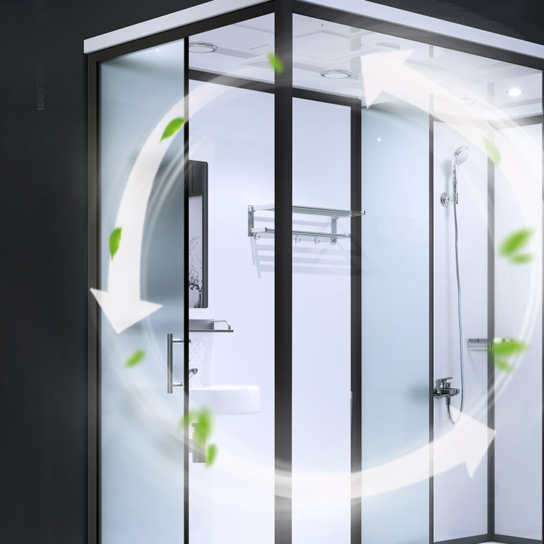 Framed Tempered Glass Shower Stall with Back Wall Panel and Shower Base Clearhalo 'Bathroom Remodel & Bathroom Fixtures' 'Home Improvement' 'home_improvement' 'home_improvement_shower_stalls_enclosures' 'Shower Stalls & Enclosures' 'shower_stalls_enclosures' 'Showers & Bathtubs' 7281469