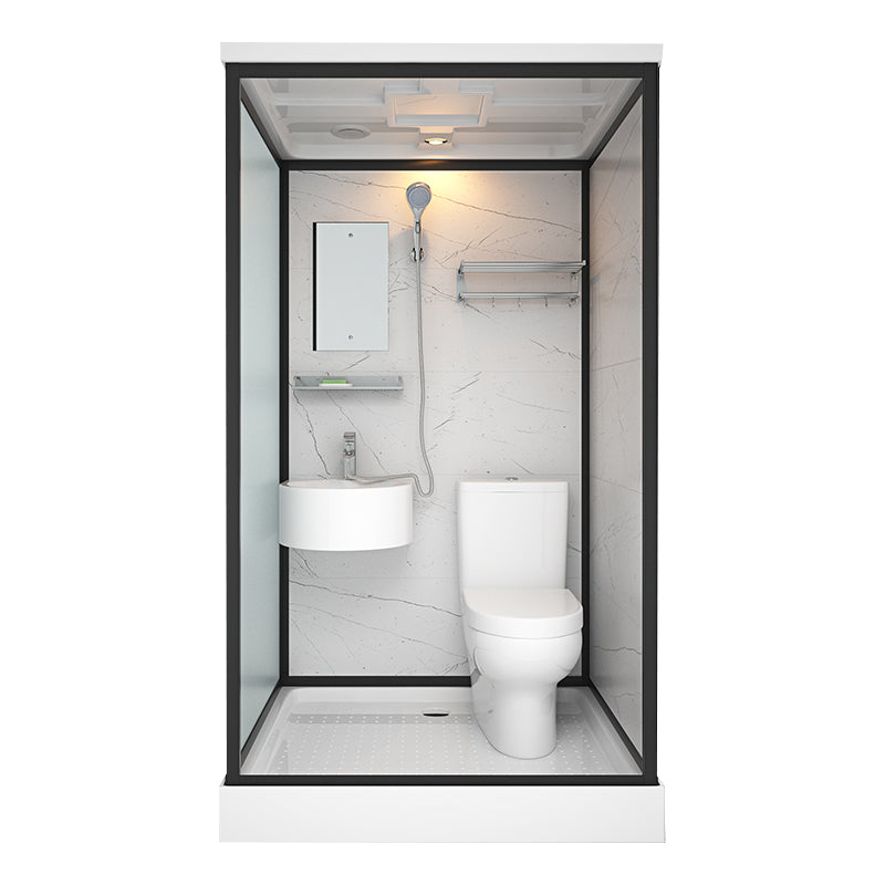 Framed Tempered Glass Shower Stall with Back Wall Panel and Shower Base 47"L x 39"W x 85"H Toilet Included Front Opening Clearhalo 'Bathroom Remodel & Bathroom Fixtures' 'Home Improvement' 'home_improvement' 'home_improvement_shower_stalls_enclosures' 'Shower Stalls & Enclosures' 'shower_stalls_enclosures' 'Showers & Bathtubs' 7281475