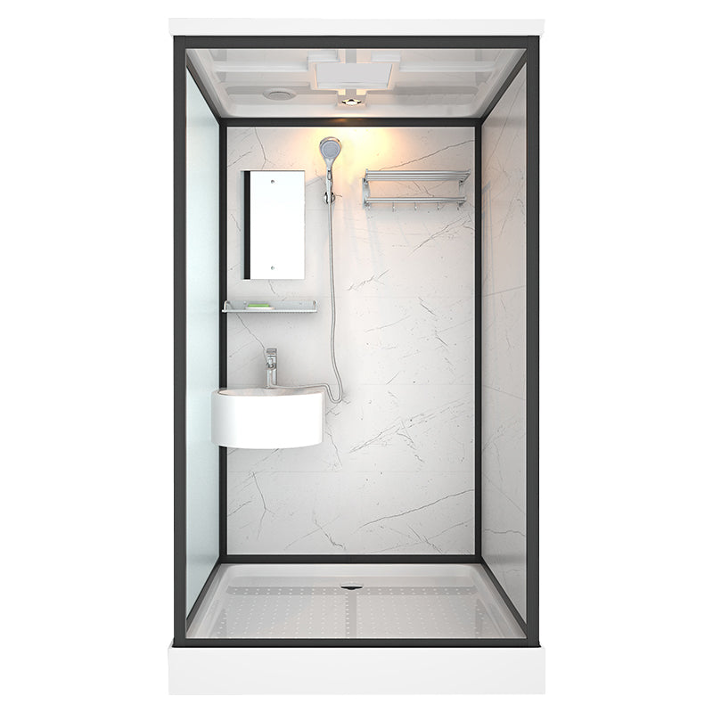 Framed Tempered Glass Shower Stall with Back Wall Panel and Shower Base 47"L x 39"W x 85"H Toilet Not Included Front Opening Clearhalo 'Bathroom Remodel & Bathroom Fixtures' 'Home Improvement' 'home_improvement' 'home_improvement_shower_stalls_enclosures' 'Shower Stalls & Enclosures' 'shower_stalls_enclosures' 'Showers & Bathtubs' 7281478