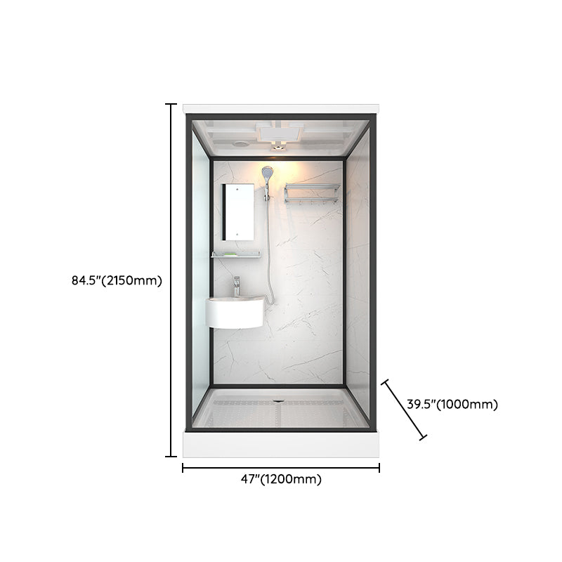 Framed Tempered Glass Shower Stall with Back Wall Panel and Shower Base Clearhalo 'Bathroom Remodel & Bathroom Fixtures' 'Home Improvement' 'home_improvement' 'home_improvement_shower_stalls_enclosures' 'Shower Stalls & Enclosures' 'shower_stalls_enclosures' 'Showers & Bathtubs' 7281491