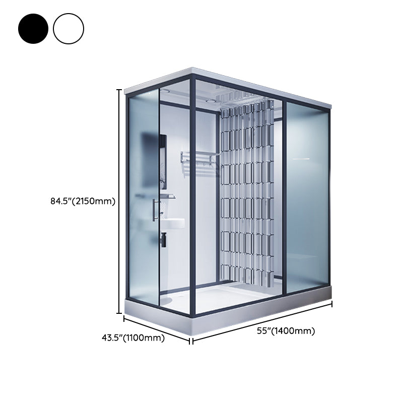 Framed Tempered Glass Shower Stall with Back Wall Panel and Shower Base Clearhalo 'Bathroom Remodel & Bathroom Fixtures' 'Home Improvement' 'home_improvement' 'home_improvement_shower_stalls_enclosures' 'Shower Stalls & Enclosures' 'shower_stalls_enclosures' 'Showers & Bathtubs' 7281492