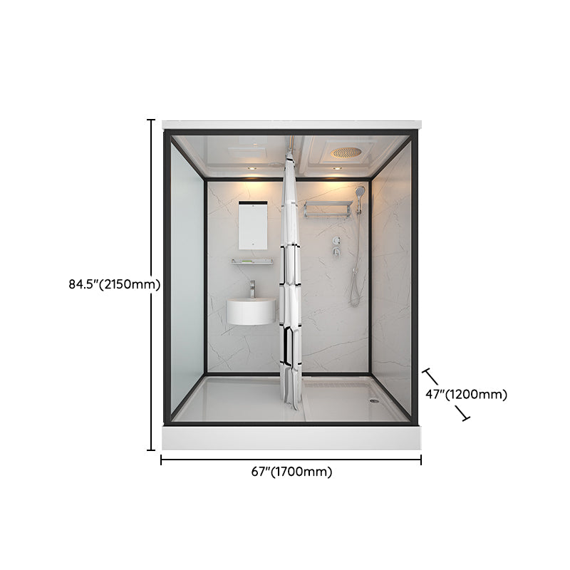 Framed Tempered Glass Shower Stall with Back Wall Panel and Shower Base Clearhalo 'Bathroom Remodel & Bathroom Fixtures' 'Home Improvement' 'home_improvement' 'home_improvement_shower_stalls_enclosures' 'Shower Stalls & Enclosures' 'shower_stalls_enclosures' 'Showers & Bathtubs' 7281493