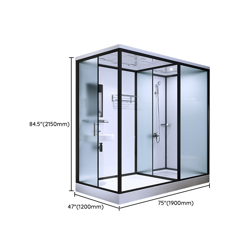 Framed Tempered Glass Shower Stall with Back Wall Panel and Shower Base Clearhalo 'Bathroom Remodel & Bathroom Fixtures' 'Home Improvement' 'home_improvement' 'home_improvement_shower_stalls_enclosures' 'Shower Stalls & Enclosures' 'shower_stalls_enclosures' 'Showers & Bathtubs' 7281496