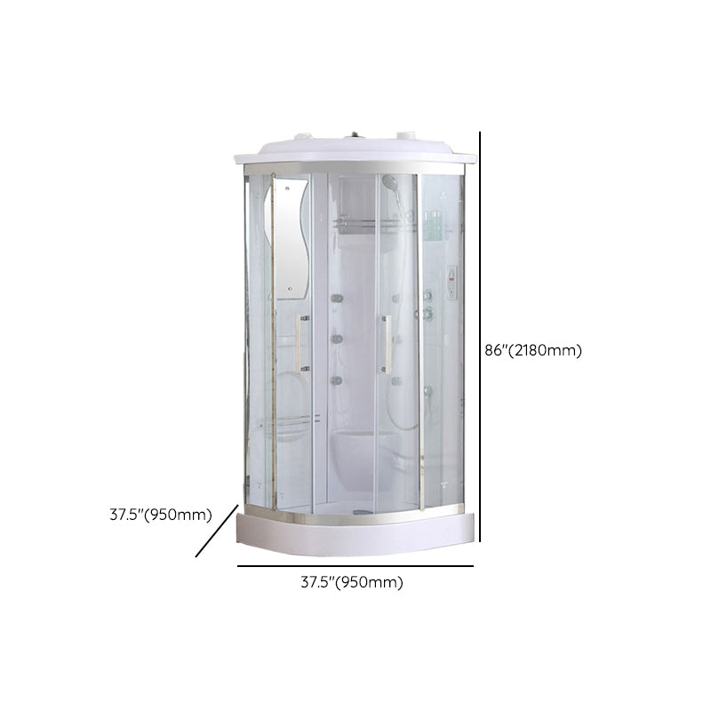White Rounded Shower Enclosure Tempered Glass Shower Stall with Light Clearhalo 'Bathroom Remodel & Bathroom Fixtures' 'Home Improvement' 'home_improvement' 'home_improvement_shower_stalls_enclosures' 'Shower Stalls & Enclosures' 'shower_stalls_enclosures' 'Showers & Bathtubs' 7281510