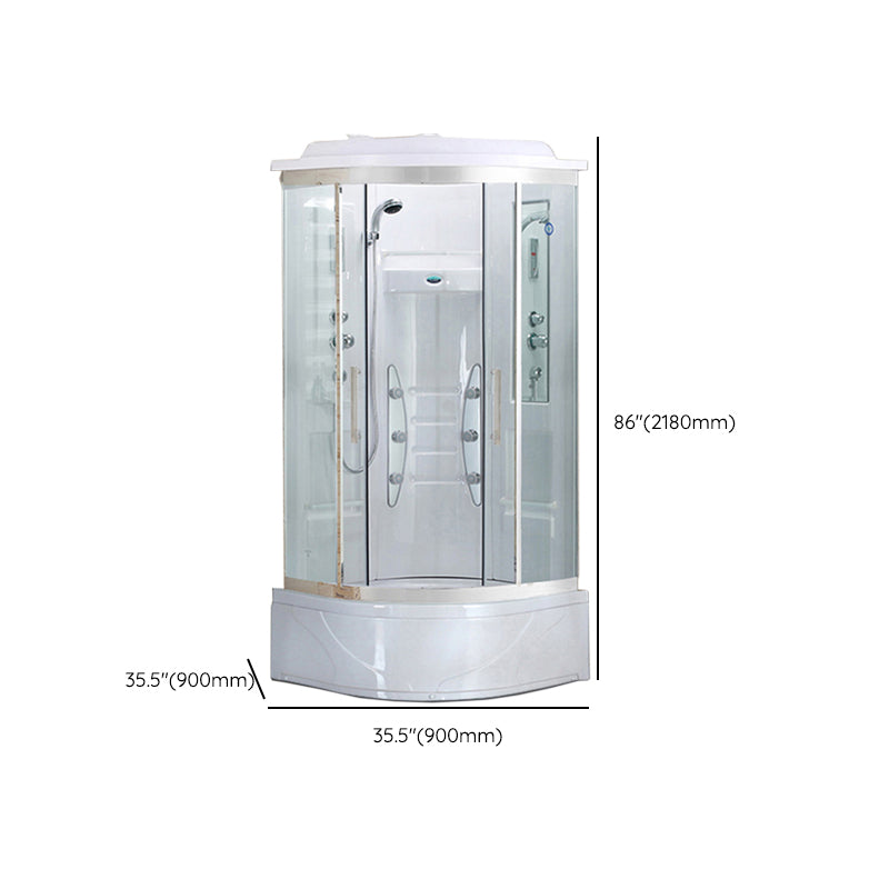 White Rounded Shower Enclosure Tempered Glass Shower Stall with Light Clearhalo 'Bathroom Remodel & Bathroom Fixtures' 'Home Improvement' 'home_improvement' 'home_improvement_shower_stalls_enclosures' 'Shower Stalls & Enclosures' 'shower_stalls_enclosures' 'Showers & Bathtubs' 7281515