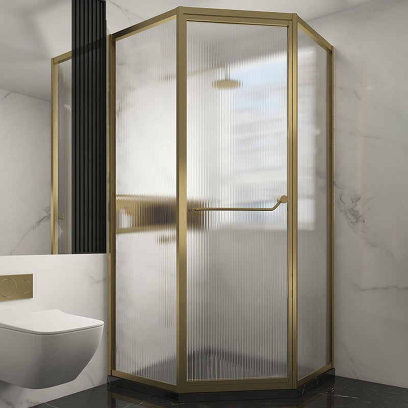 Clear Tempered Glass Shower Enclosure Framed Neo-Angle Shower Enclosure Left Fluted Glass Clearhalo 'Bathroom Remodel & Bathroom Fixtures' 'Home Improvement' 'home_improvement' 'home_improvement_shower_stalls_enclosures' 'Shower Stalls & Enclosures' 'shower_stalls_enclosures' 'Showers & Bathtubs' 7281517