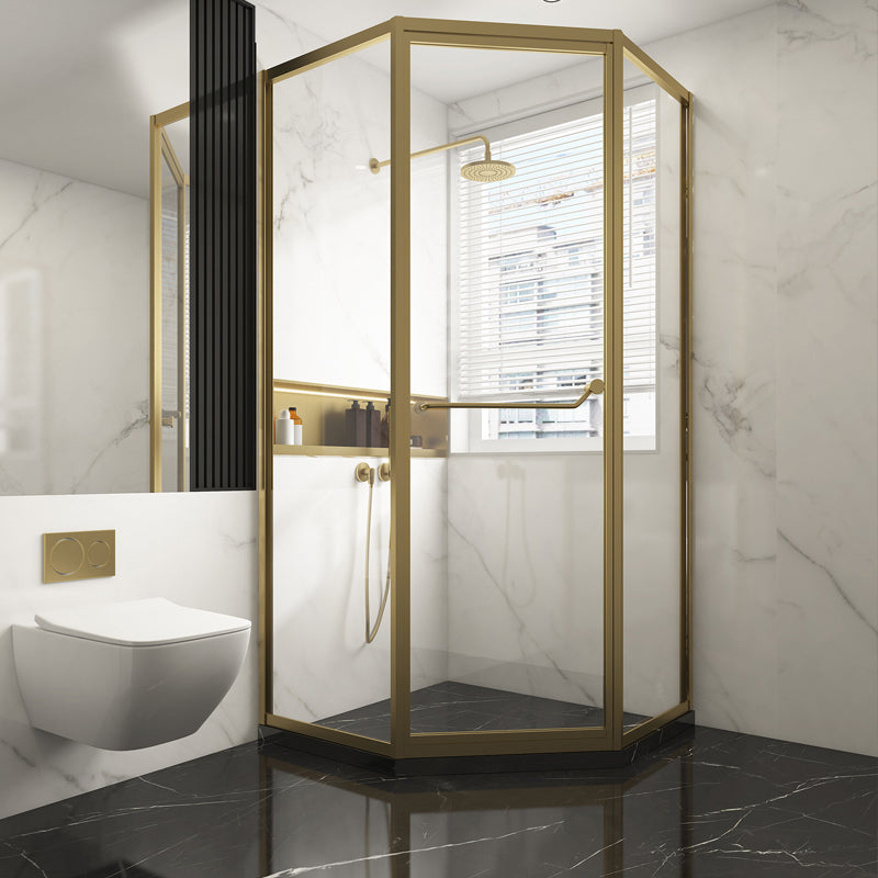 Clear Tempered Glass Shower Enclosure Framed Neo-Angle Shower Enclosure Left Clear Glass Clearhalo 'Bathroom Remodel & Bathroom Fixtures' 'Home Improvement' 'home_improvement' 'home_improvement_shower_stalls_enclosures' 'Shower Stalls & Enclosures' 'shower_stalls_enclosures' 'Showers & Bathtubs' 7281518